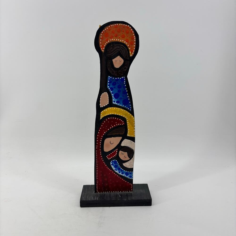 Holy Family Wooden Joseph Mary Jesus Wooden Handpainted Figure